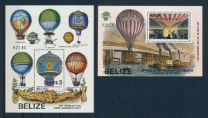 [104858] Belize 1983 200 Years aviation air balloons 2 Souvenir Sheets MNH