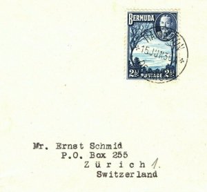 BERMUDA Cover Superb KGV Single Franking  Switzerland 1930{samwells-covers} AM20