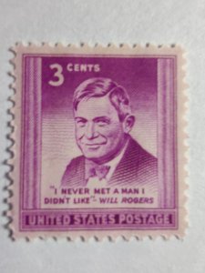 SCOTT #975 WILL ROGERS SINGLE MINT NEVER HINGED