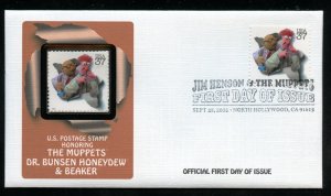 US 3944h Jim Henson Muppets Honeydew & Beaker UA Fleetwood cachet FDC combo DP