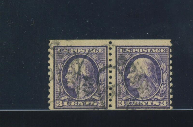 Scott #445 Washington USED Pair of 2 Stamps with APS Cert (Stock 445-aps 1)