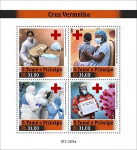 St Thomas - 2021 Red Cross Organization - 4 Stamp Sheet - ST210624a