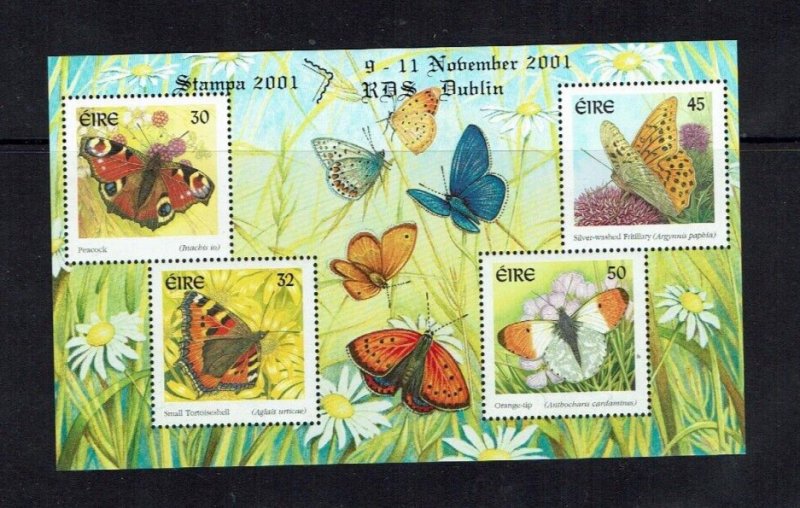 Ireland: 2001,  Butterflies, Stampa 2001 Overprint, MNH  M/Sheet.