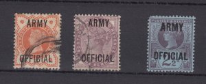 GB QV 1896 Army Official Collection Of 3 Incl 2 1/2d MH/FU SGO44 BP7488