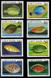 Unified Viet Nam Scott 1235-1242- Unused NGAI perforate Fish stamp set