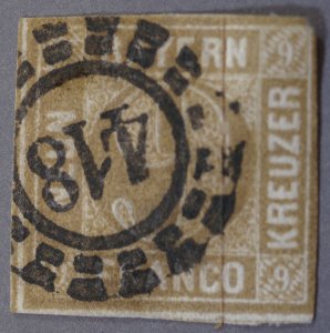 German States Bavaria #12 FN Circle W/ Spokes, Numeral '418' In Center