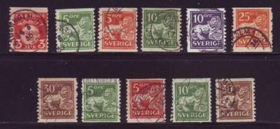 Sweden Sc 115-25 1920 arms & lion coil stamps used