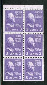 U.S. - Scott #807a, Booklet Pane, Mint-NH, Cat. $8.50