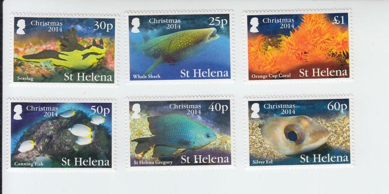 2014 St Helena Christmas - Marine Life (6) (Scott 1087-92) MNH