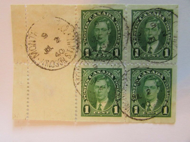 1937 Canada  SC #231a  CDS  KING GEORGE VI  Used booklet pane 1 cent stamps F-VF