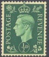 GREAT BRITAIN  235 MINT OG 1937 1/2p dk green KGVI DEFINI...