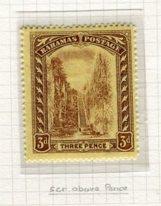 BAHAMAS; 1917 early Queen's Staircase issue Mint hinged 3d. Minor PLATE FLAW