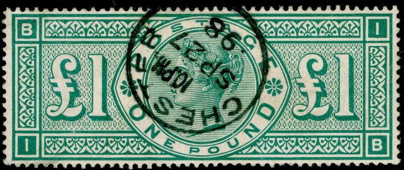 SG212, £1 green, VERY FINE USED, CDS. Cat £800. IB