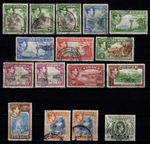 Jamaica 1938-52 George VI Def., Part Set to 10s incl. perf var. [Used]