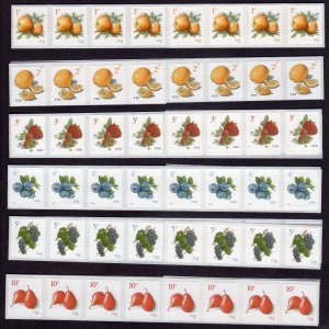 Apple Lemon Strawberry Blueberry Grape Pear (6) Fruit Coil of 20 Stamps - MNH