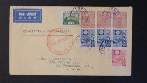 1929 Tokyo Japan Graf Zeppelin World Flight Cover To USA LZ 127 Back Franked