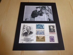 Dwight D. Eisenhower WWII photograph and USA FDC mount matte size 8 x 10