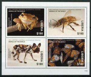 Liberia 2017 MNH Wild Animals of World 4v M/S Frogs Bees Butterflies Dogs Stamps 