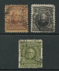 USA - Scott 307-309 - Definitive Issue - 1902 - Used - 3 Single Stamps