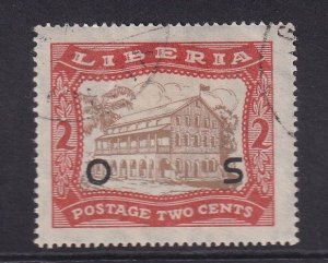 Liberia  #O142  cancelled  1923  overprint 2c Monrovia Hall