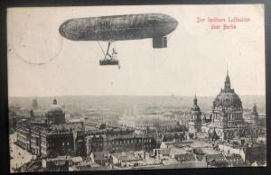 1909 Berlin Germany RPPC Postcard Cover  Dirigible Balloon Airship Over The Ciry