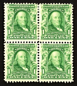 U.S. #300 MINT Block OG HR 