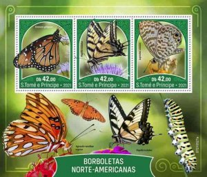 St Thomas - 2021 North American Butterflies - 3 Stamp Sheet - ST210527a