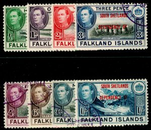 FALKLAND ISLANDS SGD1-D8, COMPLETE SET, FINE USED. Cat £11.