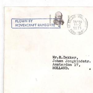 HH63 1971 France Calais Hovercraft Cover Amsterdam Netherlands PTS