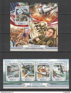 2016 Guinea-Bissau History War Wwii Pearl Harbor Attack 1Kb+1Bl ** Stamps St888