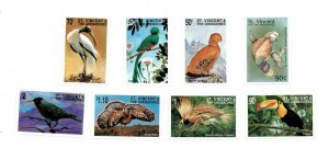 St. Vincent 1998 SC# 2608-15 Birds, Parrot Toucan Stork - Set of 8 Stamps - MNH