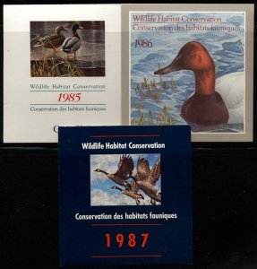 Canada 3 Duck Booklets 1985,1986,1987