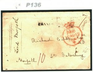 GB Cover RUSSIA DESTINATION MAIL *Lord Morpeth* RICHARD COBDEN  1847 Aachen P136