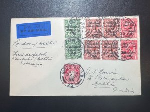 1929 Ireland Airmail First Flight Cover FFC Dublin to Delhi British India