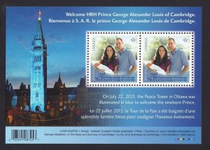 NEWBORN PRINCE GEORGE = Souvenir Sheet of 2 = CANADA 2013 #2685 MNH