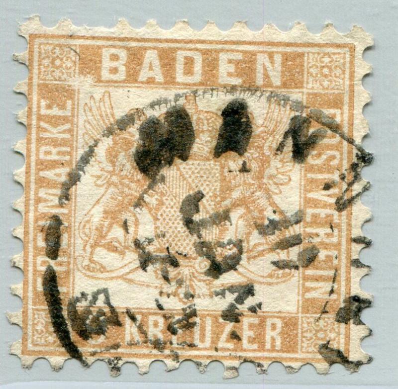 GERMANY BADEN #23a Fine Used Issue - NICE CANCELLATION - COAT OF ARMS - S7812