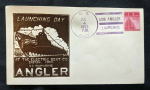 1943 USS Angler Launched US Navy Submarine Cover Electric Boat Company