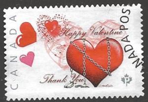 Canada Post YEAR 2012  USED *HAPPY VALENTINE HEART*