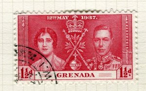 GRENADA; 1937 early GVI Coronation issue fine used hinged 1.5d. value