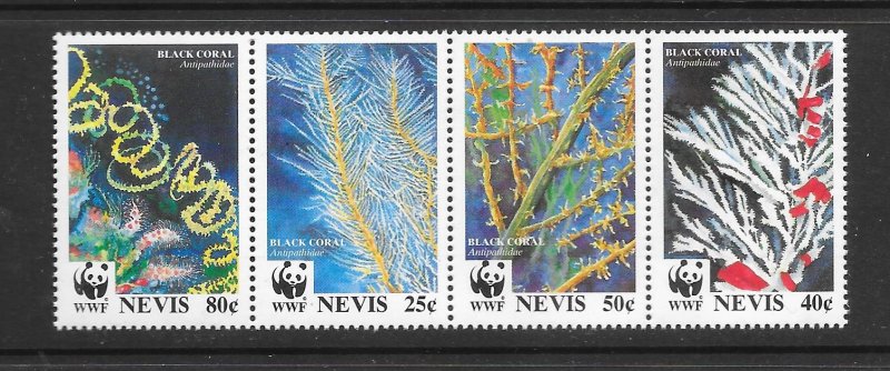 CORAL - NEVIS #860a  BLACK CORAL (2)  WWF   MNH