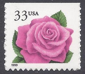 #3052 33c Coral Pink Rose Booklet Single 1999 Mint NH