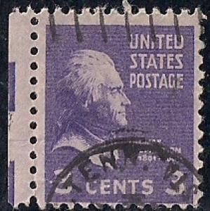 807 3 cent Thomas Jefferson Stamp used AVG