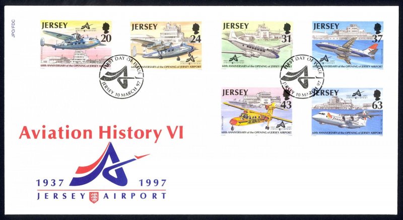 Jersey Sc# 790-795 FDC 1997 Aviation History VI