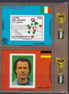 LI09 Paraguay 1988 History of Football World Cup mint stamps