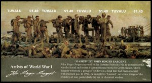 Tuvalu 2015 - World War I Art - Sheet of 4 IMPERF Stamps - MNH