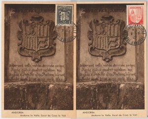 56885 - ANDORRA - POSTAL HISTORY: SET of 2 MAXIMUM CARDS 19398 - HERALDRY-