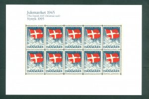 Denmark.  Christmas Seal Souvenir Sheet 1945/95 Reprint. Mnh. Flag: Dannebrog