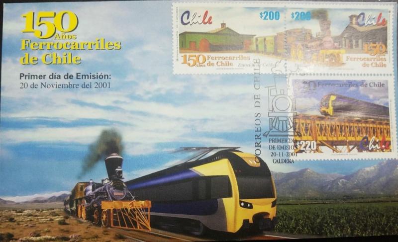 RC) 2001 CHILE. RAILROADS IN CHILE - TRAIN ON BRIDGE, FDC XF