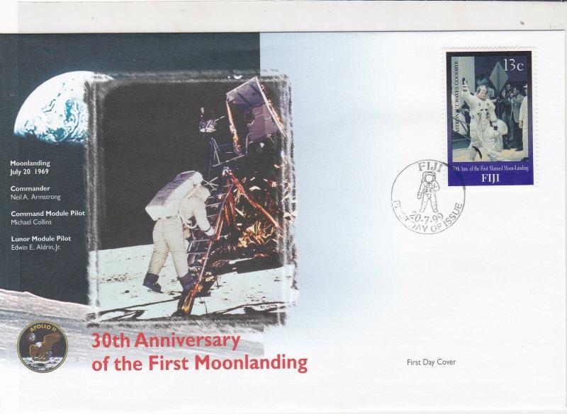 fiji 30th anniversary moon landing stamps cover 1999 ref 19483