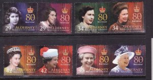 Alderney-Sc#269-72-used set-QEII-80th Birthday-2006-